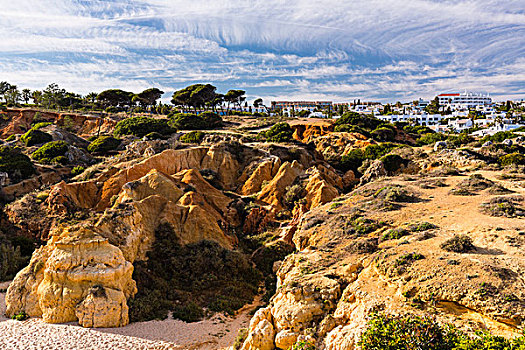 侵蚀,风景,石灰石,悬崖,阿尔布斐拉,阿尔加维,葡萄牙