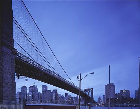 纽约,风景,天际线,布鲁克林大桥,曼哈顿,华尔街