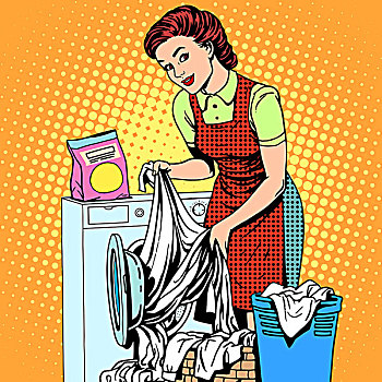 女人,衣服,洗衣机