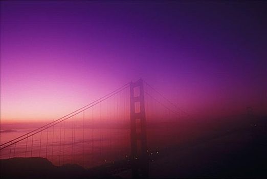 剪影,桥,金门大桥,旧金山,加利福尼亚,美国