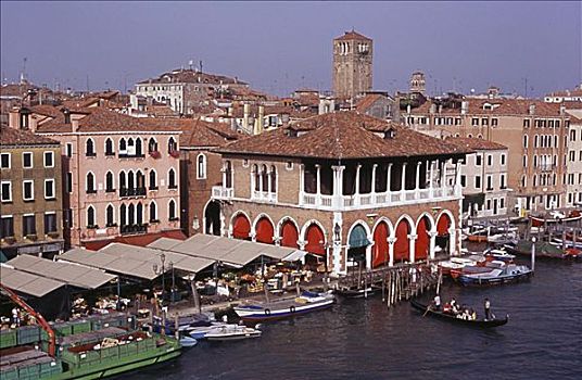 俯拍,市场,大运河,威尼斯,意大利