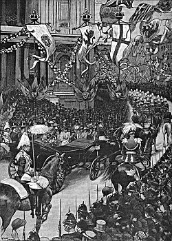 婚姻,约克公爵,皇家,队列,圣保罗大教堂,1893年,艺术家,三文鱼