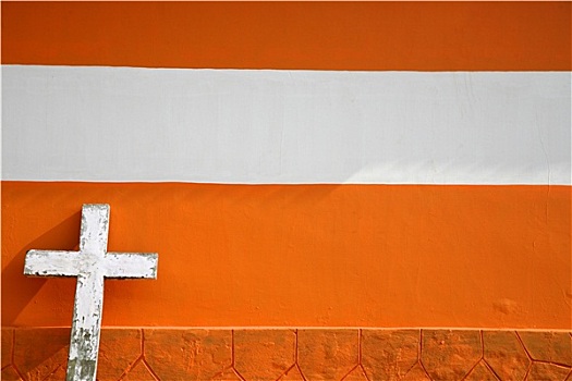 白色,十字架,城市,橙色,砖,教堂