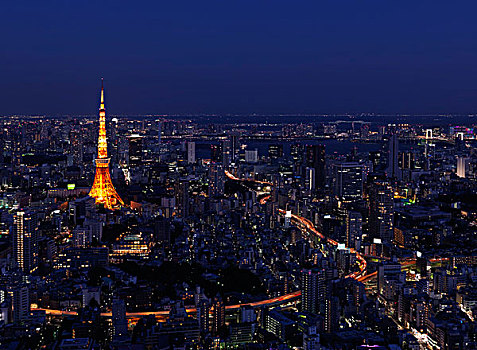 东京塔,城市,夜晚,东京,日本,亚洲