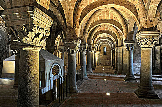 柱子,地下,异教,地穴,10世纪,大教堂,墓地,拉齐奥,意大利,欧洲