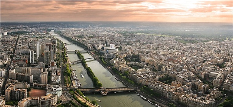 俯视,全景,巴黎,塞纳河,风景,埃菲尔铁塔