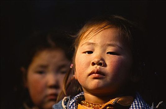 肖像,游牧,女孩,蒙古