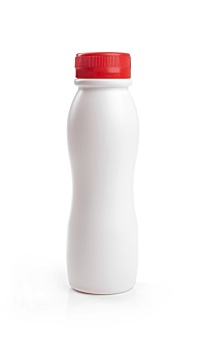 留白,酸奶饮料,瓶子,红色,帽,隔绝,白色背景