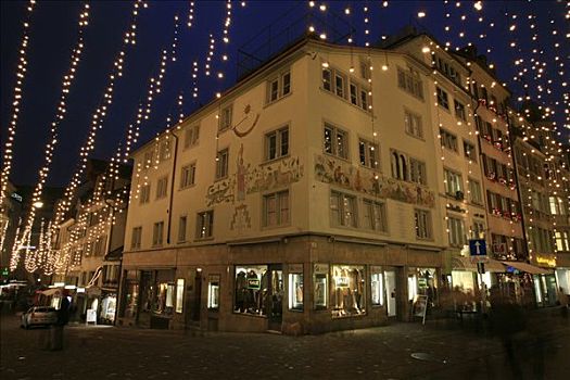 经典,圣诞装饰,市区,苏黎世,瑞士