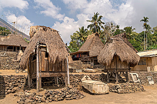 乡村,神祠,传统,茅草屋顶,木屋,岛屿,印度尼西亚,亚洲