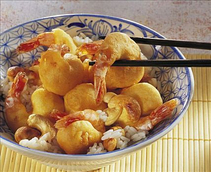 虾,击球,腰果,米饭,中国
