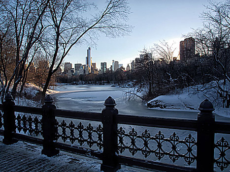冬天,雪,曼哈顿,纽约,美国
