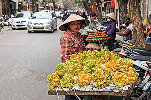 女人,销售,手,柠檬,街道,河内,越南