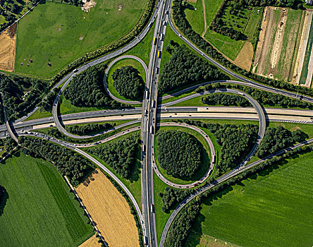 航拍,高速公路,连通,北莱茵威斯特伐利亚,德国,欧洲