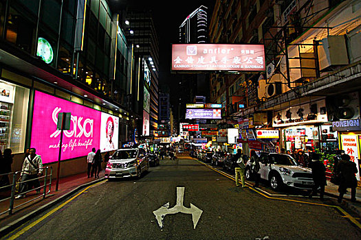 香港,商场,大厦,大楼,街道,夜市,夜景,轿车,汽车