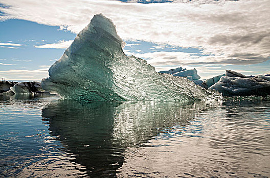 冰山,冰晶,反射,冰河,泻湖,东方,冰岛,欧洲