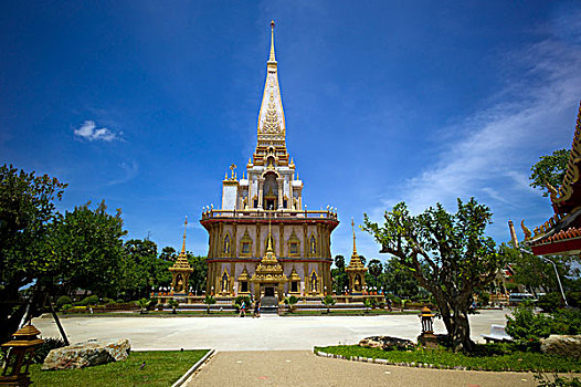 塔,查隆寺,庙宇,禁止,普吉岛,泰国,亚洲