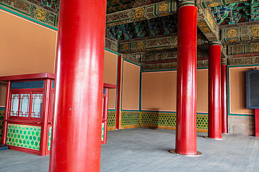 北京故宫太和门红漆木柱