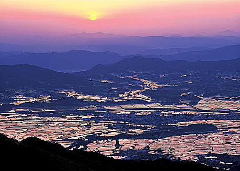 日落,俯视,风景