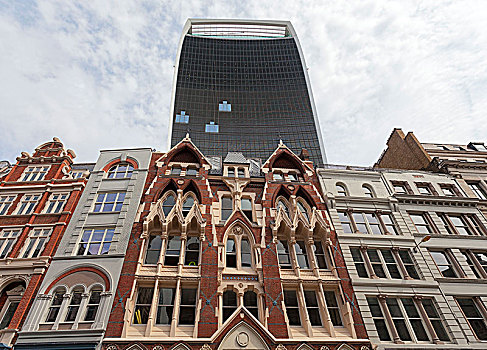 摩天大楼,街道,维多利亚时代风格,建筑,伦敦,英国