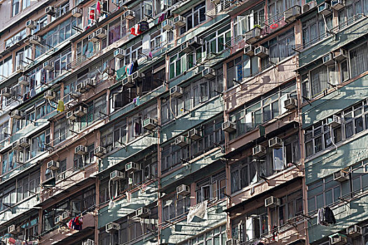 老,公寓楼,便宜,公寓,公用,住房,街道,北方,地区,香港岛,香港,中国,亚洲
