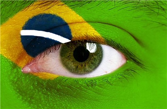 脸部,涂绘,旗帜,巴西