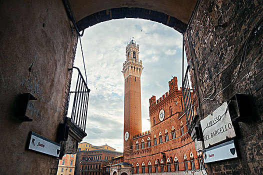 市政厅,钟楼,拱道,锡耶纳,意大利