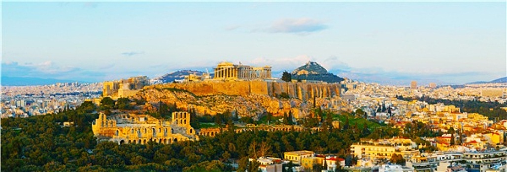 景色,俯视,雅典,卫城