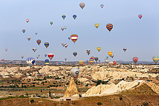热气球,国家公园,卡帕多西亚,中安那托利亚,区域,安纳托利亚,土耳其,亚洲