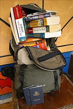 旅行,书本,溢出,室外,健康,背包