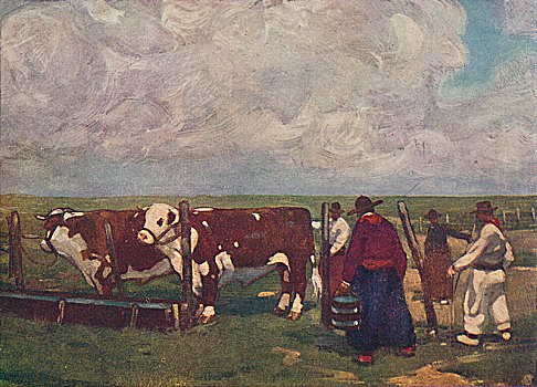 种系,牛,大牧场,艺术家