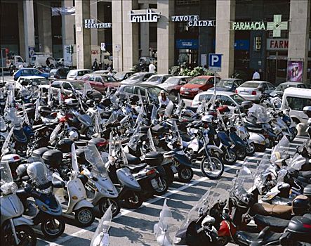 摩托车,停车场,热那亚,利古里亚,意大利