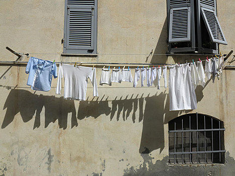 洗衣服,悬挂,晾衣服,建筑,意大利,欧洲