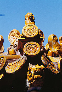 北京故宫永寿殿小亭子上的琉璃脊兽