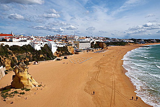 海滩,老城,阿尔布斐拉,大西洋,阿尔加维,法若,地区,葡萄牙,欧洲