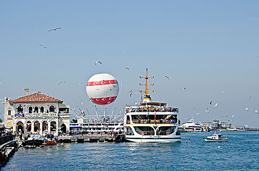 渡轮,观光,气球,亚洲人,博斯普鲁斯海峡,伊斯坦布尔,土耳其