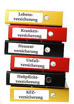 黑色,黄色,红色,活页文件夹,标签,德国,生活,保险,健康保险,意外,责任保险,汽车