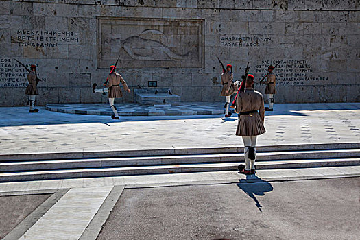 希腊雅典无名战士纪念碑换岗仪式