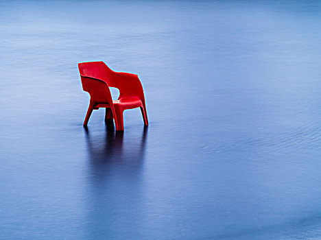 红色,椅子,深海