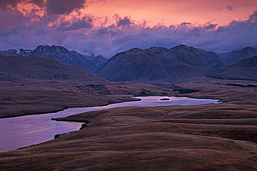 湖,麦肯齐山区,坎特伯雷,南岛,新西兰