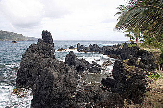 火山岩,海浪,小,乡村,毛伊岛,夏威夷