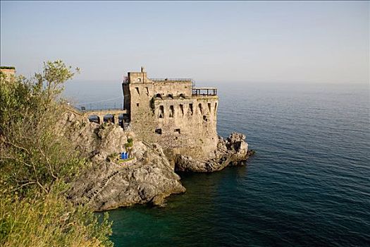 俯拍,堡垒,海岸,阿马尔菲海岸,萨勒诺,坎帕尼亚区,意大利