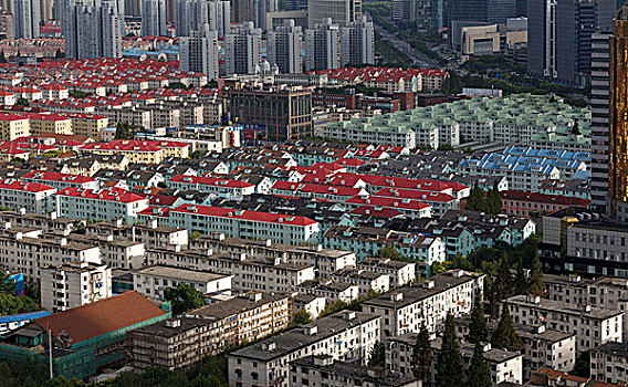 上海浦东居民区鸟瞰
