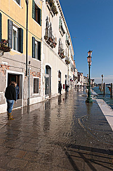 十一月,洪水,水,阿尔泰,洗,上方,地区,威尼斯,威尼托,意大利,南欧
