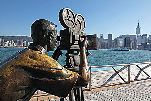 香港九龙尖沙咀星光大道上的,电影摄影师,塑像