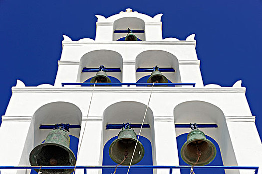 钟楼,拜占庭风格,东正教,锡拉岛,基克拉迪群岛,希腊,欧洲