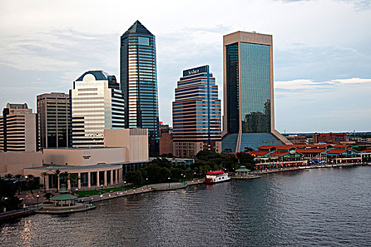 摩天大楼,水岸,河,杰克逊维尔,佛罗里达,美国