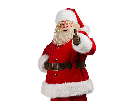 圣诞老人,站立,隔绝,白色背景,背景,竖大拇指