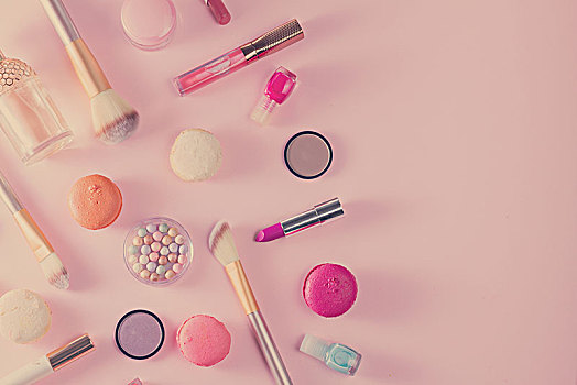 化妆,商品,蛋白杏仁饼干,边界,粉色背景,复古