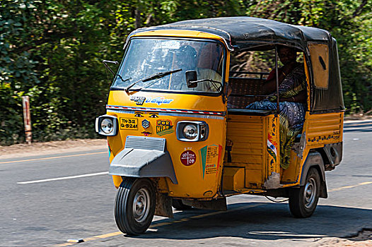 汽车,人力车,泰米尔纳德邦,印度,亚洲